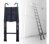 Échelle télescopique en aluminium 6,2 m avec 2 crochets, échelle pliante en aluminium extensible pour grenier pliable avec 15 barreaux, échelle légère antidérapante facile à transporter, capacité de