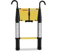 Échelle télescopique en aluminium de 3,2 m, jaune et noire, avec crochets