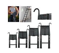 Échelle télescopique en aluminium de 6,2 m avec crochet amovible - Antidérapante - Multifonction - Extensible - Portable - Pour loft/toit d'escalade/travaux d'intérieur et d'extérieur (noir)