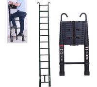 Échelle télescopique en aluminium Silecomplaza avec crochet, 11 marches, échelle droite télescopique, 3,8 mètres / 12,5 pieds. Gain de plae EN 131. Charge maximale : 150 kg / 330 lb. Idéale pour le ne