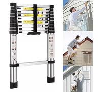 Échelle télescopique extensible 2,6 m de hauteur - Échelle pliante - Charge maximale : 150 kg - Échelle télescopique en acier inoxydable EN131 Safe Standard - Capacité de charge de 330 LB