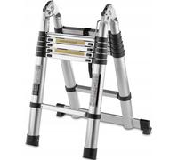 Échelle télescopique extensible - Échelle multifonctionnelle - Pour travaux et jardin - Fonction charnière - Compacte - 2,6 mètres - Aluminium
