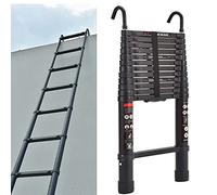 Échelle télescopique extensible en aluminium de 3,8 m avec crochet amovible pour combles et greniers - Échelle extensible 10,5 pi - Charge maximale de 150 kg - Norme EN131