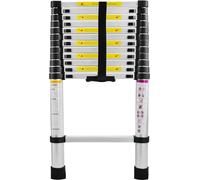 Echelle télescopique Pliable 3,8M Echelle multifonctionnelle Aluminium Echelle simple Echelle polyvalente Echelle extensible 13 marches Escabeau 150KG CEEDIR