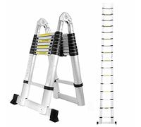 Échelle télescopique pliante en aluminium - 1,9 m + 1,9 m - Échelle coulissante - Échelle extensible - Antidérapante - Charge maximale : 150 kg