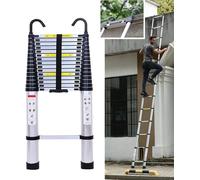 Échelle télescopique pliante - Longueur : 6,2 mètres - Aluminium - Capacité de charge : 150 kg - 2 crochets