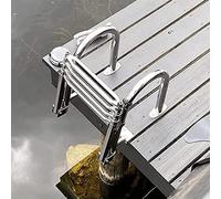 Échelle télescopique pour bateau d'entrée arrière avec main courante intérieure, 4 marches, plate-forme supérieure pliable en acier inoxydable pour quai, piscine, marine, capacité maximale de 408,2 kg