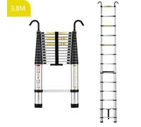 Échelle télescopique - STANEW - 3,8 m - Aluminium - Pliable - Accoudoir amovible - Charge 150 kg
