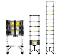 Échelle télescopique, structure en acier inoxydable, e EN131, longueur 3,8 mètres. Sans crochet