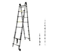 Échelle télescopique, structure en acier inoxydable, système de rétraction simple à un seul bouton, 5 m