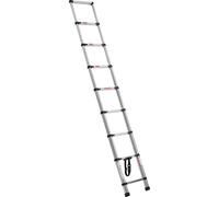 Échelle télescopique SucceBuy, échelle en acier inoxydable extensible jusqu'à 254 cm, échelle pliante d'une capacité de charge de 150 kg (75°) avec pieds antidérapants, échelle portable à 9 échelons p