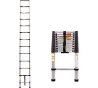 Échelle télescopique Tavien 3,8 m – Échelle multifonctionnelle extensible en acier inoxydable – Échelle de grenier portable et stable – EN131