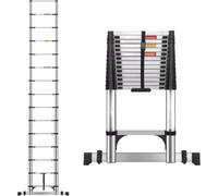 Échelle télescopique Tavien Luxe - 3,2 m - Échelle extensible inox - Pliable et portable - Multifonctionnelle - Hauteur maximale 320 cm - EN131