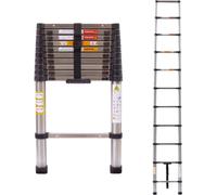 Échelle télescopique Vareo – 3,2 m – Échelle multifonctionnelle coulissante en acier inoxydable – Échelle de grenier portable et stable conforme à la norme EN131