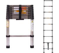 Échelle télescopique Velar 2,6 m – Échelle télescopique multifonctionnelle extensible en acier inoxydable – Échelle de grenier portable et stable – e EN131