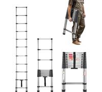 Echelle télescopique VEVOR, 3140 mm de long, échelle extensible en inox, échelle pliante avec capacité de charge de 150 kg (75°) & pieds antidérapants, échelle portable à 11 marches pour la maison, le