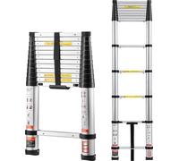 Échelle télescopique VEVOR 3740 mm, échelle pliante en aluminium à rétraction d'une seule main, échelle polyvalente, charge maximale 150 kg, échelle double, échelle domestique, échelle d'extérieur, po