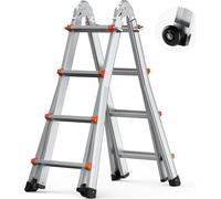 Echelle télescopique VEVOR avec cadre A, 13 pieds d'échelle télescopique compacte en aluminium, échelle multifonctionnelle portable et pliable pour camping-car, échelle télescopique, capacité de charg