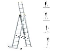 Échelle transformable, 3 marches x 8 marches, en aluminium, télescopique