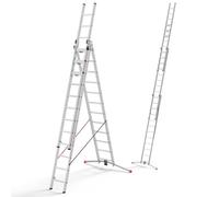 Echelle Transformable 3 Plans 3x12 échelons 8,1m/8,8m en Aluminium Hailo S 120 Pro