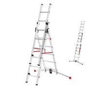Echelle Transformable Pro 3 Plans 3x6 échelons 3,8m/4,7m en Aluminium Hailo ProfiLot