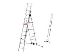 Hailo Hailo S100 ProfiLOT, échelle combinée en aluminium 3 parties, 2x9 + 1x8 barreaux Quantité:1