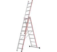 Echelle universelle Hymer, en trois parties, 3x8 échelons, hauteur escamotable 3,81 m, hauteur de portée 4,59 / 6,29 m, poids 14,8 kg