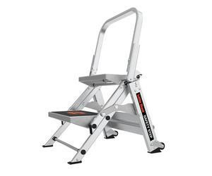Échelles aluminium, Marches extra larges, Little Giant Safety Step, 2 marches, Modèle 10210BAEN 150 kg, Tabouret marchepied avec main courante