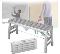 Échelles de portée portables, plateforme de travail pliable, 880 Lbs | Échelle escamotable avec plate-forme, support renforcé pour travaux en hauteur, charge max 400 kg, réglable en 5 niveaux