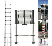 Échelles Multifonctions Pliable échelle télescopique 3,2m, échelles coulissantes Acier Inoxydable avec Le mécanisme de rétraction, Charge Maximale 150kg, Sûre et Solide