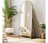 ECHOLYMTT Miroir sur Pied 160x50cm, Noir Arché en Verre Trempé, Grand Miroir Mural ou à Pied XXL pour Salon et Chambre