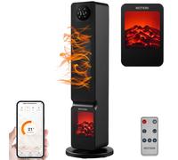 Echos Radiateur soufflant avec illusion de cheminée et Wifi Radiateur soufflant avec effet de flamme Chauffe-cheminée électrique Radiateur soufflant céramique