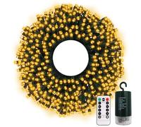 echosari Guirlande lumineuse de Noël à 200 DEL de 20,1 m à piles, lumières de Noël à piles avec minuterie à distance, guirlande lumineuse d'extérieur pour couronne, fête, décoration d'arbres (blanc