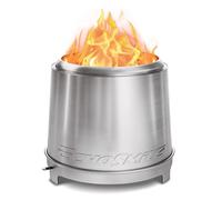 EchoSmile Brasero Exterieur 46cm avec Triple Combustion et Flux d'air Réglable, Foyers Portable de sans émission de Fumée, Bac à Cendres Amovible, Acier INOX, pour Jardin, la Cour, Patio et Plage
