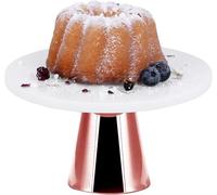ECHTWERK Assiette à gâteau élégante en marbre avec pied pour servir des aliments, des fruits, du fromage et des desserts, pour fête ou mariage, édition cuivre, Ø 22 cm