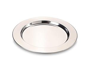 ECHTWERK Assiette de service Shiny, Sous-assiette en acier inoxydable, Assiette en acier inoxydable, Assiette décorative pour mariage, Plateau de service, Ø 33,2 cm, Édition Argent, 2 pièces