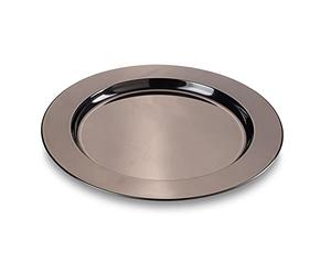 ECHTWERK Assiette de table/Assiette de service Set Shiny, Sous-assiette en acier inoxydable de haute qualité, Assiette en acier inoxydable, Ø 33,2 cm, Black-Editio, 2 pièces