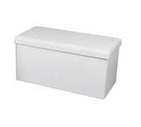 ECHTWERK Banc Pliable en Similicuir de Haute qualité, Pouf avec Fonction de Rangement, pour Salon/Chambre à Coucher, Charge maximale 300 kg, Blanc, 76 x 38 x 38 cm