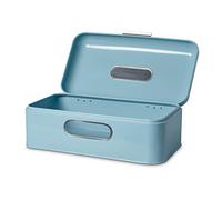 Echtwerk Boîte à pain rétro en métal Boîte de rangement compacte avec couvercle - Bleu clair - 42,5 x 23,8 x 17 cm