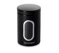 ECHTWERK Boîte de conservation en métal 1,4 L avec fenêtre et couvercle hermétique, 1 pièce, boîte alimentaire pour farine sucre céréales thé, noir