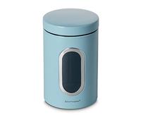 ECHTWERK Boîte de conservation en métal 1,4 L avec fenêtre et couvercle hermétique, 1 pièce, boîte alimentaire pour farine sucre céréales thé, bleu clair