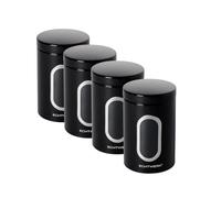 ECHTWERK Boîtes de conservation en métal avec fenêtre et couvercle hermétique, lot de 4 pièces, boîtes alimentaires pour farine sucre thé café, noir