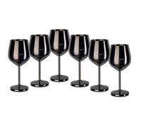 ECHTWERK calices à vin incassables en acier inoxydable, set de verres à vin, verres de camping, verres à cocktail, robustes, incassables, Black Edition, 6pcs, 21x 7,3cm, 0,5L