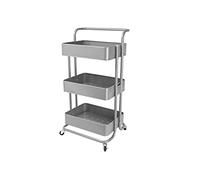 ECHTWERK Chariot de Service Mobile pour Cuisine/Bureau avec 3 Niveaux, Chariot de Cuisine à roulettes avec tiroirs, Chariot à Outils, Chariot de Bricolage, édition Argent, 43 x 32 x 86 cm