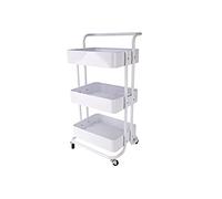 ECHTWERK Chariot de Service Mobile pour Cuisine/Salle de Bain/Bureau à 3 Niveaux, Chariot de Cuisine à roulettes avec tiroirs, Chariot à Outils, Chariot de Bricolage, White-Edition, 43 x 32 x 86 cm