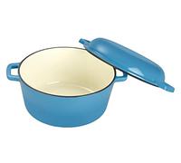 ECHTWERK Cocotte et poêle à servir 2 en 1, Cocotte en fonte avec couvercle, Traditionnelle cocotte en fonte avec revêtement émaillé, Convient pour four, grill, BBQ et induction, Bleu clair, 3,5 L