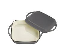 ECHTWERK Cocotte universelle et poêle 2 en 1, Plat à four en fonte avec couvercle, Casserole en fonte avec revêtement émaillé, Convient pour les fours, grills, BBQ et induction, Gris, 1,5 L, Ø 24,6 cm