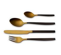 ECHTWERK Couverts Positano Due-Gold/Black Edition, 24 pièces, pour 6 personnes, 18/10 mat, acier inoxydable, Service de couverts, pour la table, décoration de table pour mariages et tables de fête
