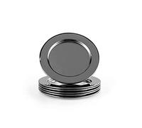 ECHTWERK Dessous de verre en acier inoxydable, dessous de verre, plateau en verre, dessous de verre ronds pour verre, tasses, vases, bougies, anti-rayures, Ø env. 8 cm, Black-Edition, 6 pièces