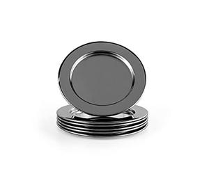 ECHTWERK Dessous de verre en acier inoxydable, dessous de verre, plateau en verre, dessous de verre ronds pour verre, tasses, vases, bougies, anti-rayures, Ø env. 8 cm, Black-Edition, 6 pièces